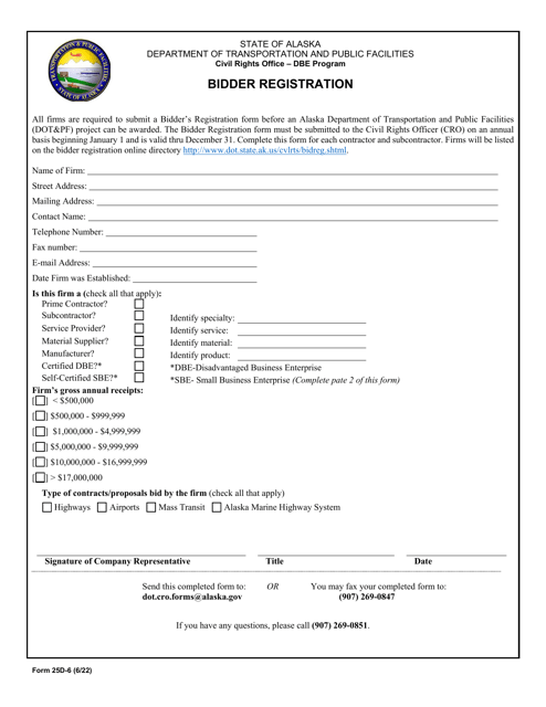 Form 25D-6 Bidder Registration - Alaska