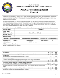 Document preview: Form 25A-298 Dbe Cuf Monitoring Report - Alaska