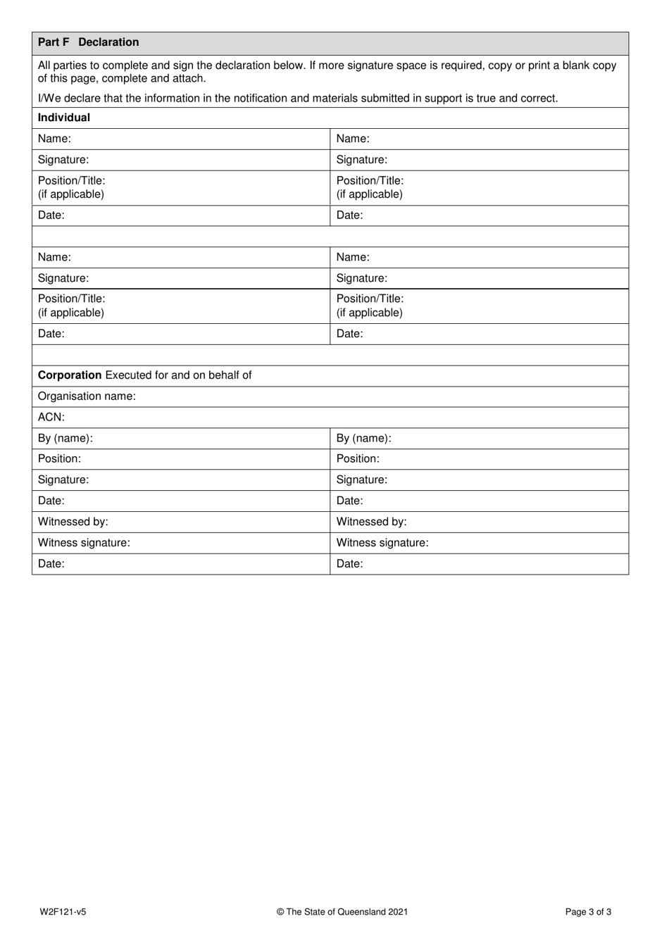 Form W2F121 Notice of Works - Underground Water - Queensland, Australia, Page 3