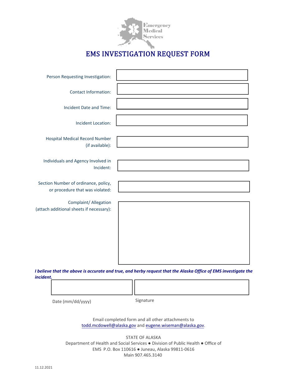 Alaska Ems Investigation Request Form Download Fillable Pdf 2019 — 2024 Templateroller 1944