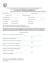 Form PCA-16 (CFC-03) Notification of Transfer Form - Alaska