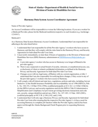 Form HAR-01 Harmony Data System Access Coordinator Agreement - Alaska