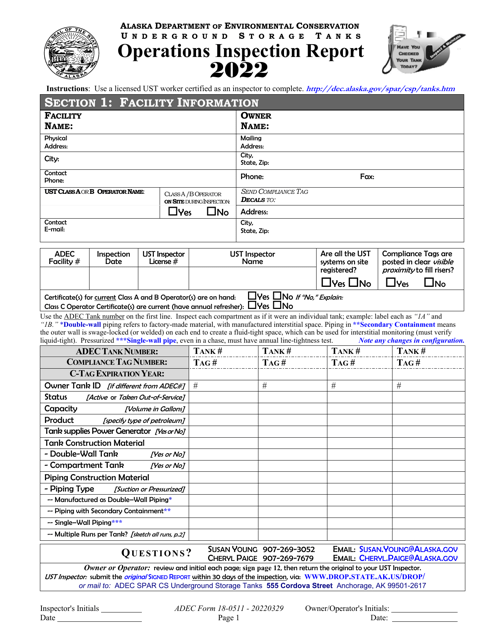 ADEC Form 18-0511 2022 Printable Pdf