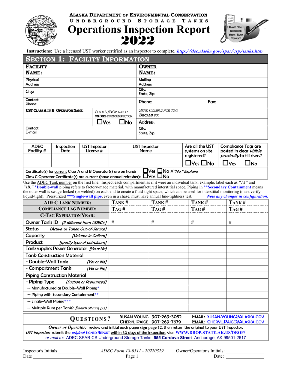 ADEC Form 180511 2022 Fill Out, Sign Online and Download Printable