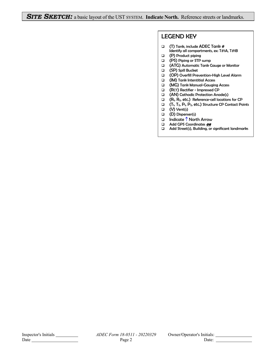 ADEC Form 18-0511 Ust Operations Inspection Report - Alaska, Page 2