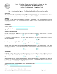 Form CERT-46 Care Coordination Agency Certification Conflict of Interest Attestation - Alaska