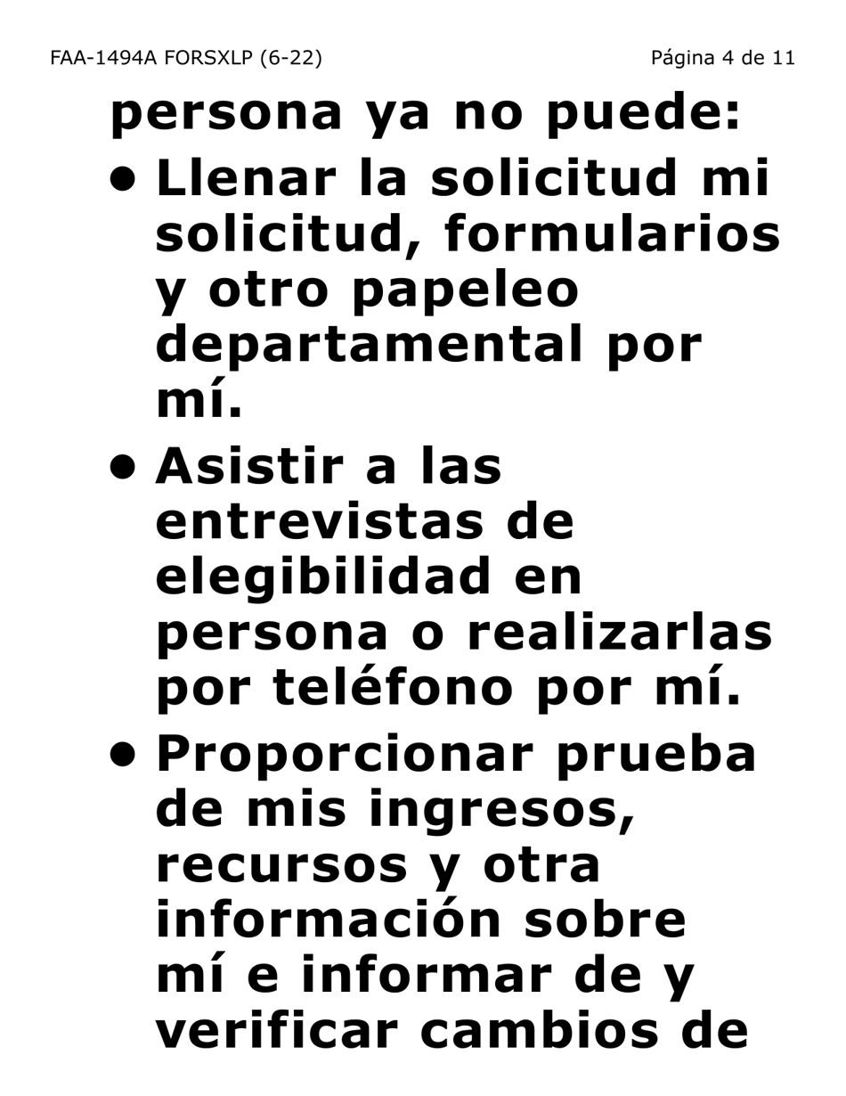 Formulario FAA-1494A-SXLP Remocion De Un(A) Representante Autorizado(A) (Letra Extra Grande) - Arizona (Spanish), Page 4