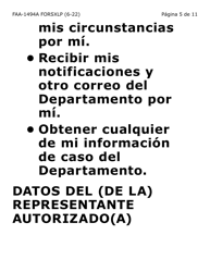 Formulario FAA-1494A-SXLP Remocion De Un(A) Representante Autorizado(A) (Letra Extra Grande) - Arizona (Spanish), Page 5