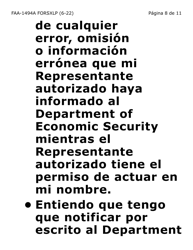 Formulario FAA-1494A-SXLP Remocion De Un(A) Representante Autorizado(A) (Letra Extra Grande) - Arizona (Spanish), Page 8