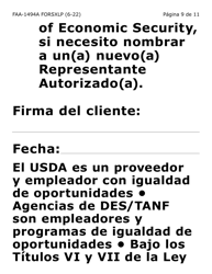 Formulario FAA-1494A-SXLP Remocion De Un(A) Representante Autorizado(A) (Letra Extra Grande) - Arizona (Spanish), Page 9
