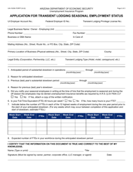 Form UIA-1029A Application for Transient Lodging Seasonal Employment Status - Arizona, Page 2