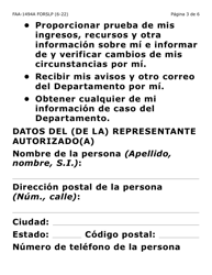 Formulario FAA-1494A-SLP Remocion De Un(A) Representante Autorizado(A) (Letra Grande) - Arizona (Spanish), Page 3