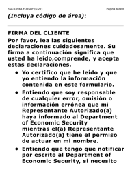Formulario FAA-1494A-SLP Remocion De Un(A) Representante Autorizado(A) (Letra Grande) - Arizona (Spanish), Page 4