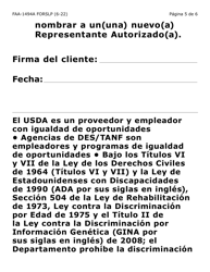 Formulario FAA-1494A-SLP Remocion De Un(A) Representante Autorizado(A) (Letra Grande) - Arizona (Spanish), Page 5