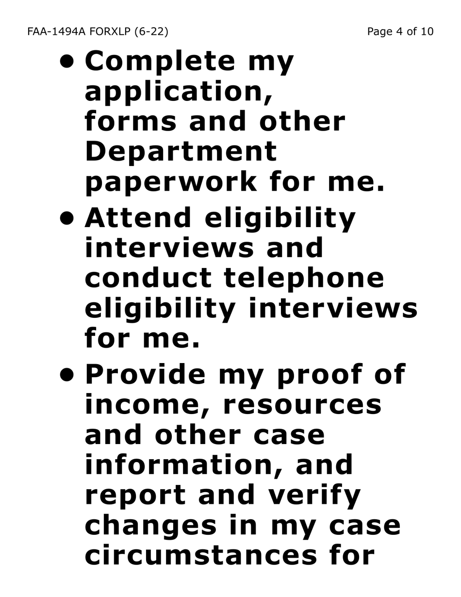 Form FAA-1494A-XLP Authorized Representative Removal (Exrta Large Print) - Arizona, Page 4