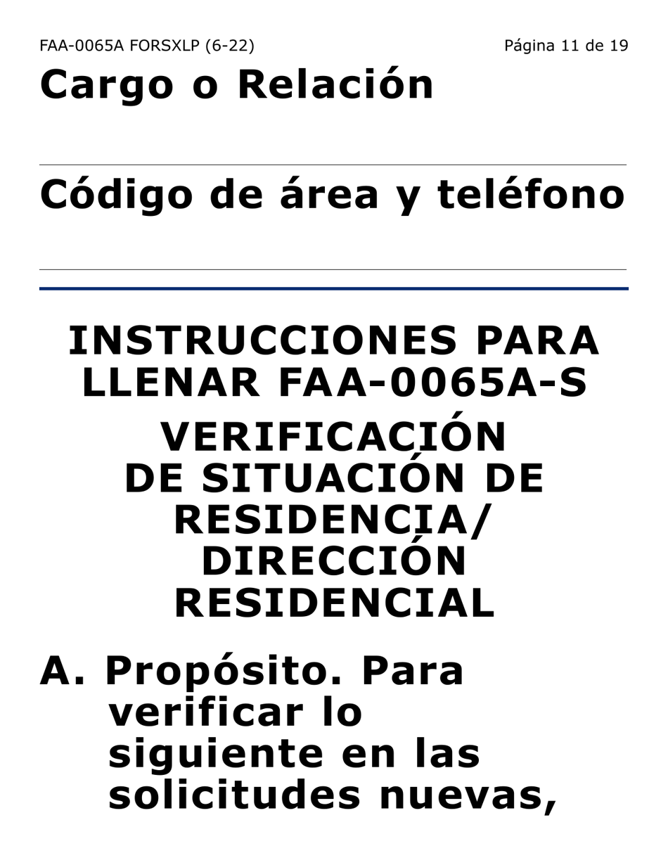 Formulario FAA-0065A-SXLP Verificacion De Situacion De Residencia / Direccion Residencial (Letra Extra Grande) - Arizona (Spanish), Page 11