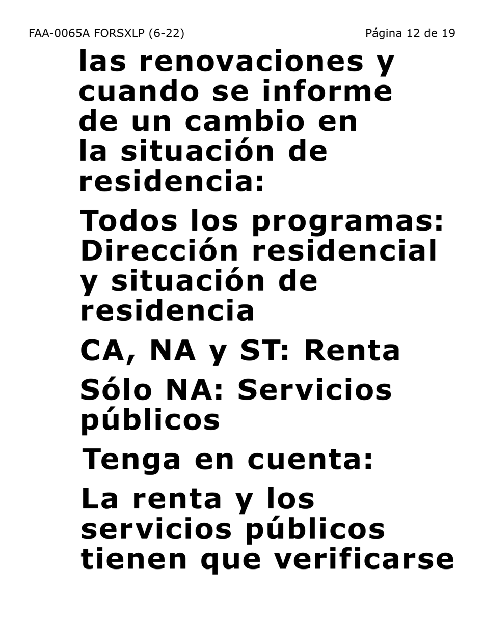 Formulario FAA-0065A-SXLP Verificacion De Situacion De Residencia / Direccion Residencial (Letra Extra Grande) - Arizona (Spanish), Page 12