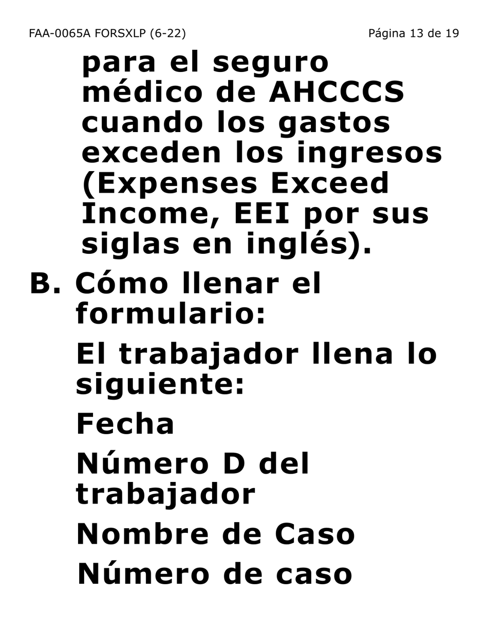 Formulario FAA-0065A-SXLP Verificacion De Situacion De Residencia / Direccion Residencial (Letra Extra Grande) - Arizona (Spanish), Page 13