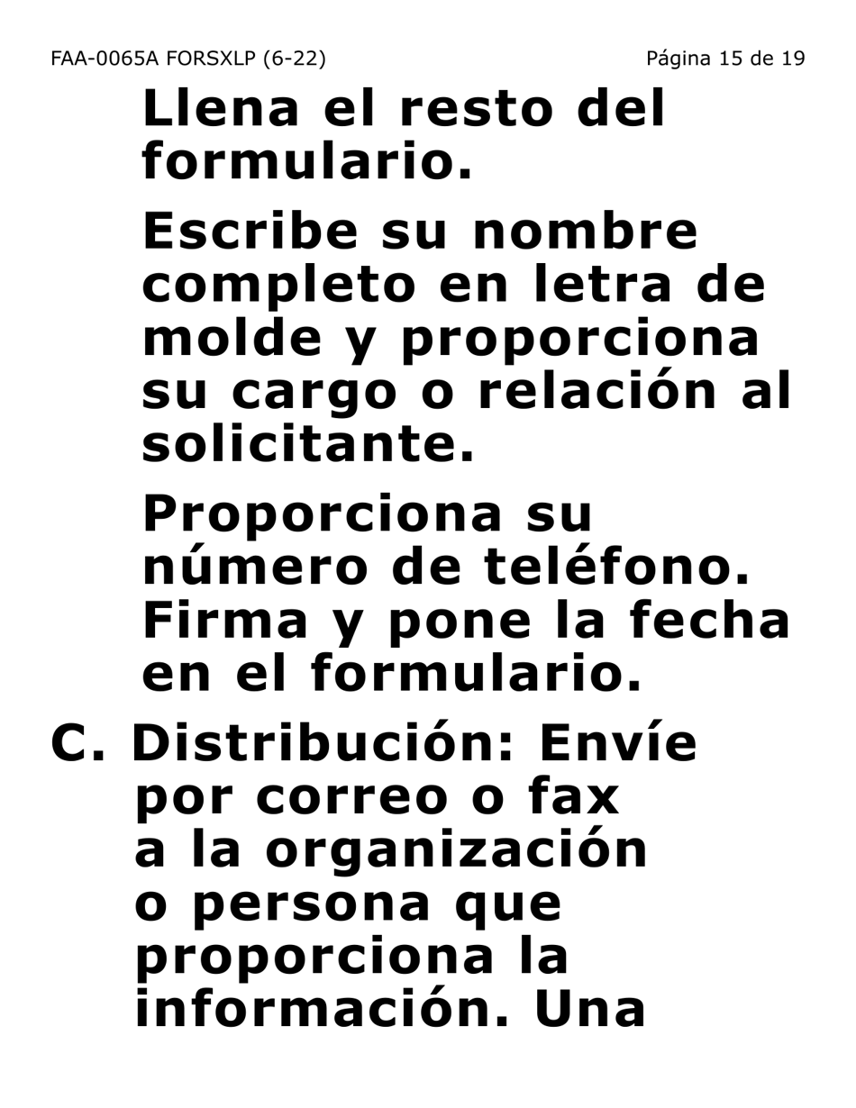 Formulario FAA-0065A-SXLP Verificacion De Situacion De Residencia / Direccion Residencial (Letra Extra Grande) - Arizona (Spanish), Page 15