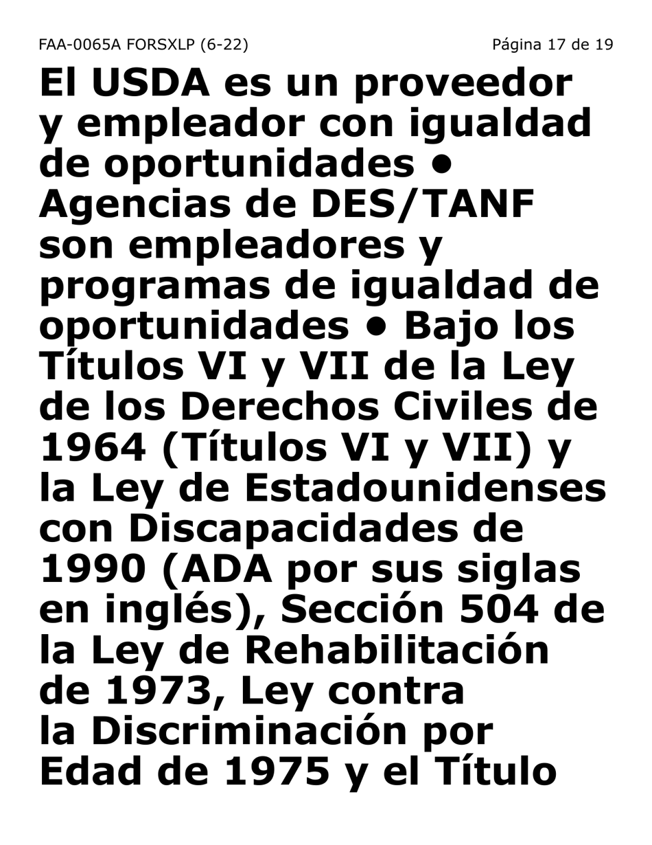 Formulario FAA-0065A-SXLP Verificacion De Situacion De Residencia / Direccion Residencial (Letra Extra Grande) - Arizona (Spanish), Page 17