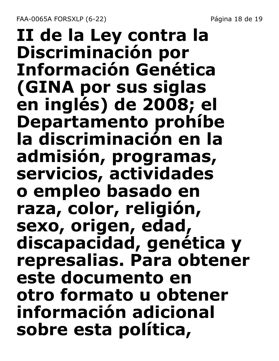Formulario FAA-0065A-SXLP Verificacion De Situacion De Residencia / Direccion Residencial (Letra Extra Grande) - Arizona (Spanish), Page 18