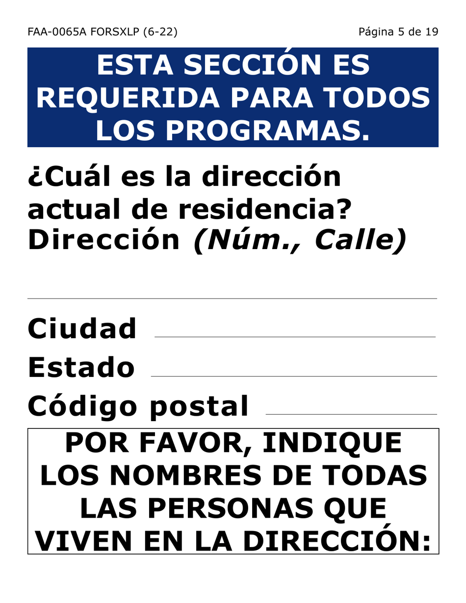 Formulario FAA-0065A-SXLP Verificacion De Situacion De Residencia / Direccion Residencial (Letra Extra Grande) - Arizona (Spanish), Page 5