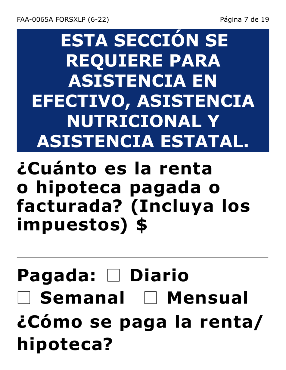 Formulario FAA-0065A-SXLP Verificacion De Situacion De Residencia / Direccion Residencial (Letra Extra Grande) - Arizona (Spanish), Page 7