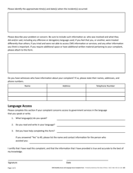 Cms Disability Access and Language Access Complaint Form - Illinois, Page 2