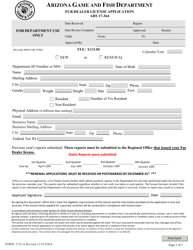 Document preview: Form 2732-A Fur Dealer License Application - Arizona