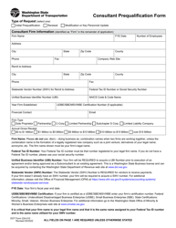 DOT Form 224-010 Consultant Prequalification Form - Washington