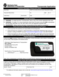Document preview: DOT Form 234-130 Transponder Application - Washington