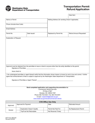 DOT Form 560-024 Transportation Permit Refund Application - Washington