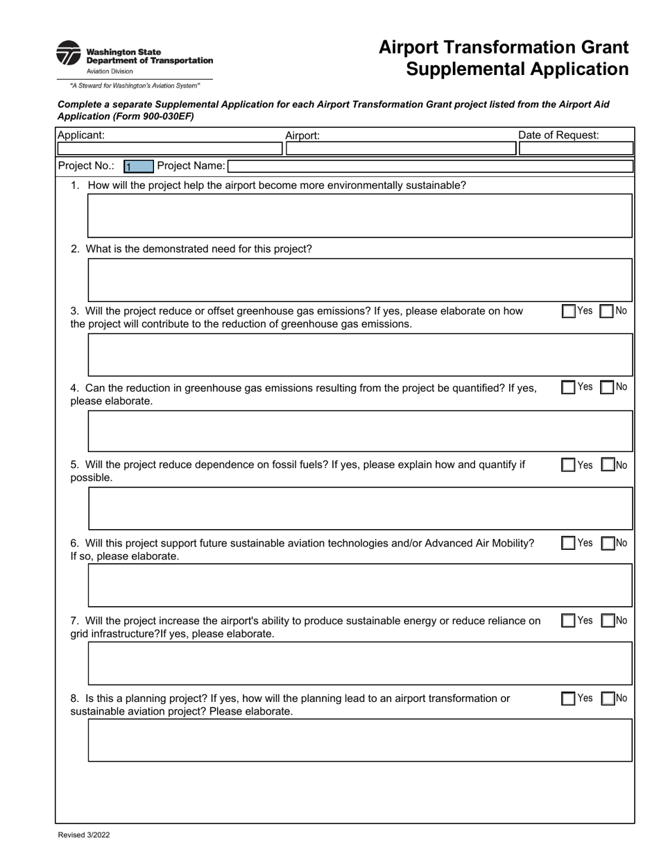 Airport Transformation Grant Supplemental Application - Washington, Page 2