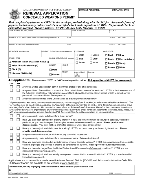 Form DPS802-07201  Printable Pdf