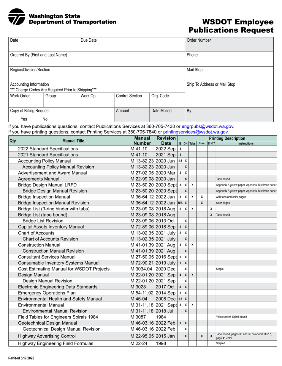 Employee Publications Request - Washington, Page 1