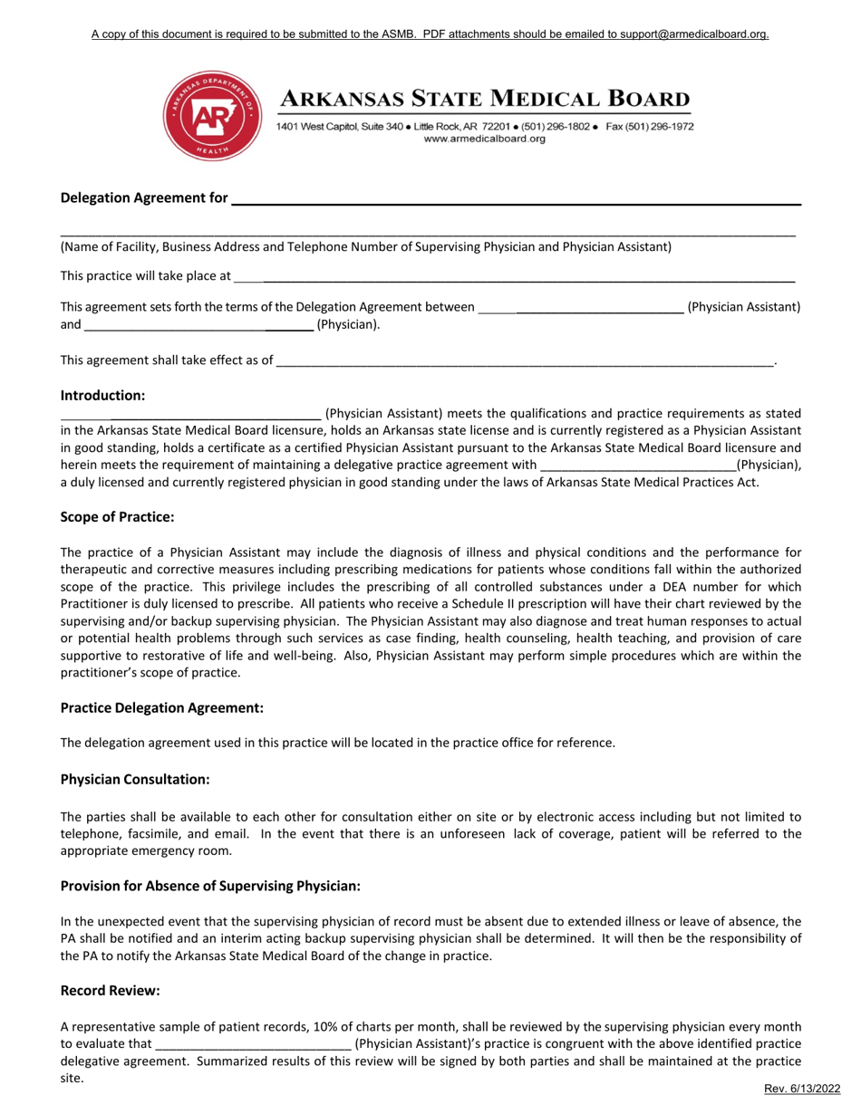 Arkansas Delegation Agreement Download Fillable PDF Templateroller
