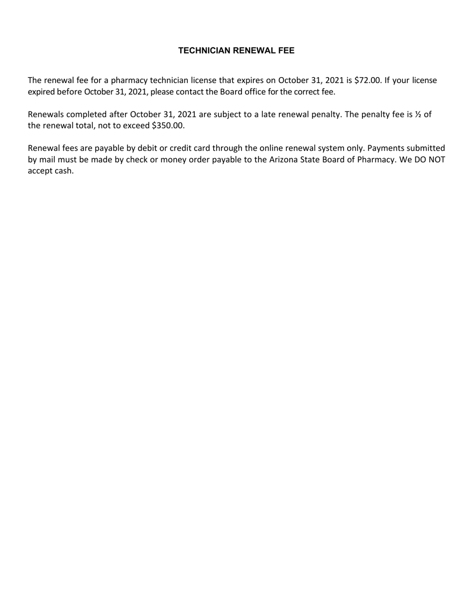 Pharmacy Technician License Renewal Application - Arizona, Page 3