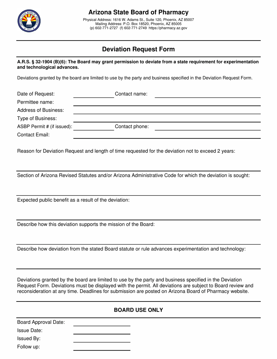 Deviation Request Form - Arizona, Page 1