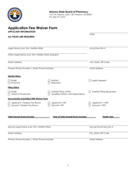 Application Fee Waiver Form - Arizona, Page 2
