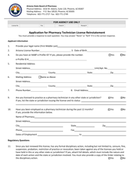 Application for Pharmacy Technician License Reinstatement - Arizona, Page 3