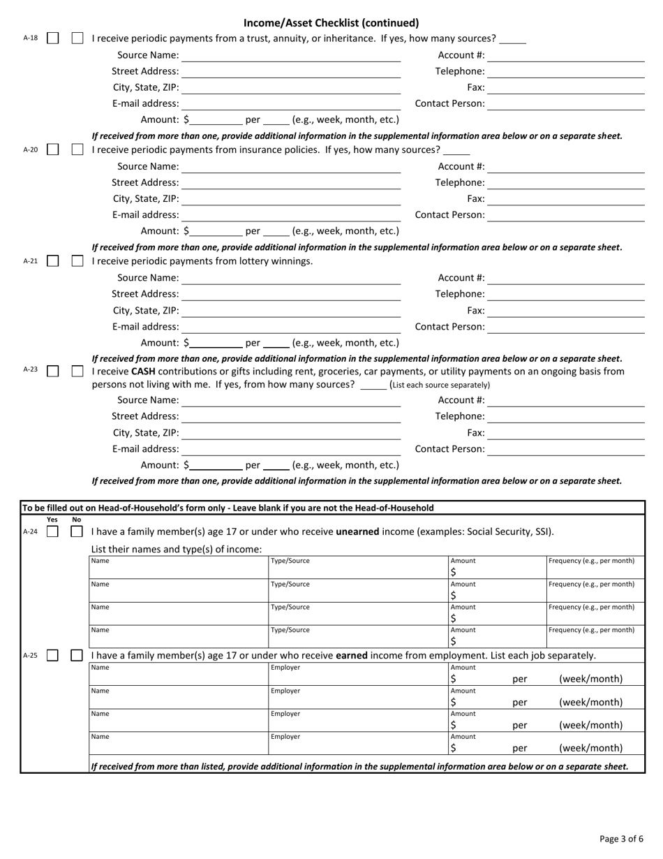 ADDI BORROWER Form B Income / Asset Checklist - Home Program - Arkansas Dream Downpayment Initiative (Addi) - Arkansas, Page 3
