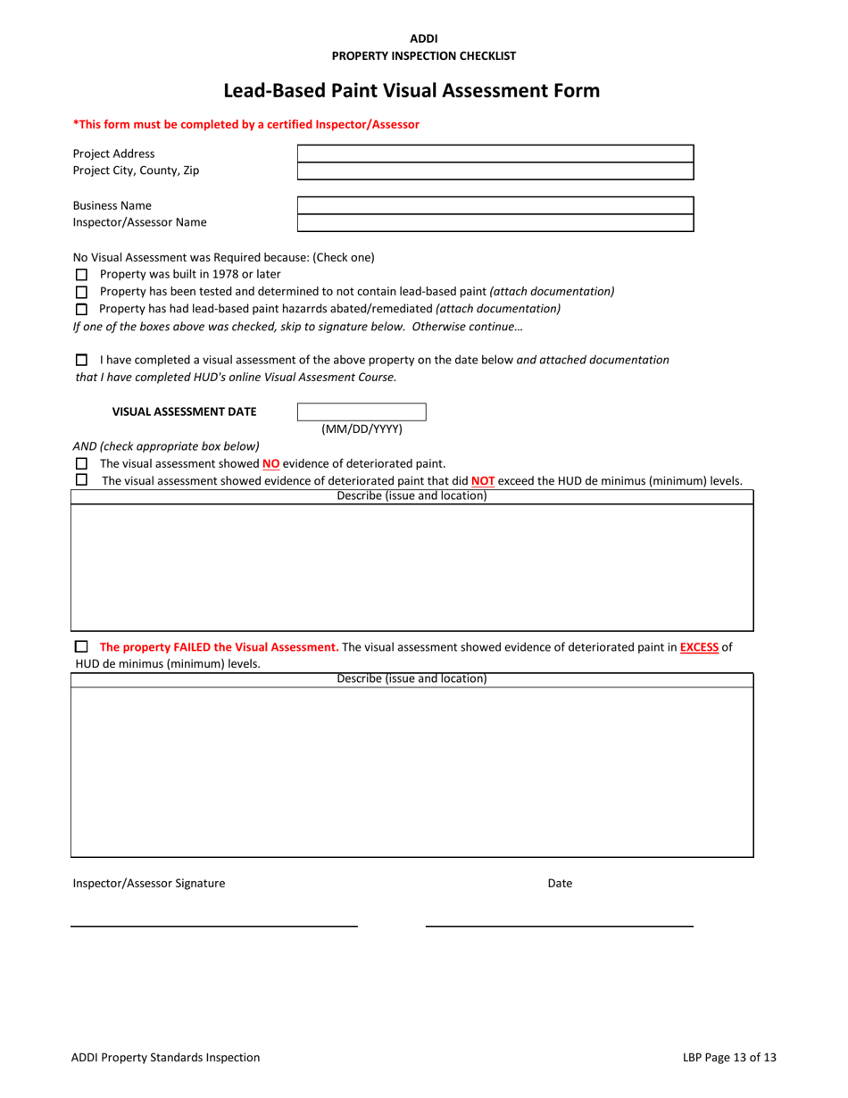 Addi Property Inspection Checklist - Arkansas, Page 13