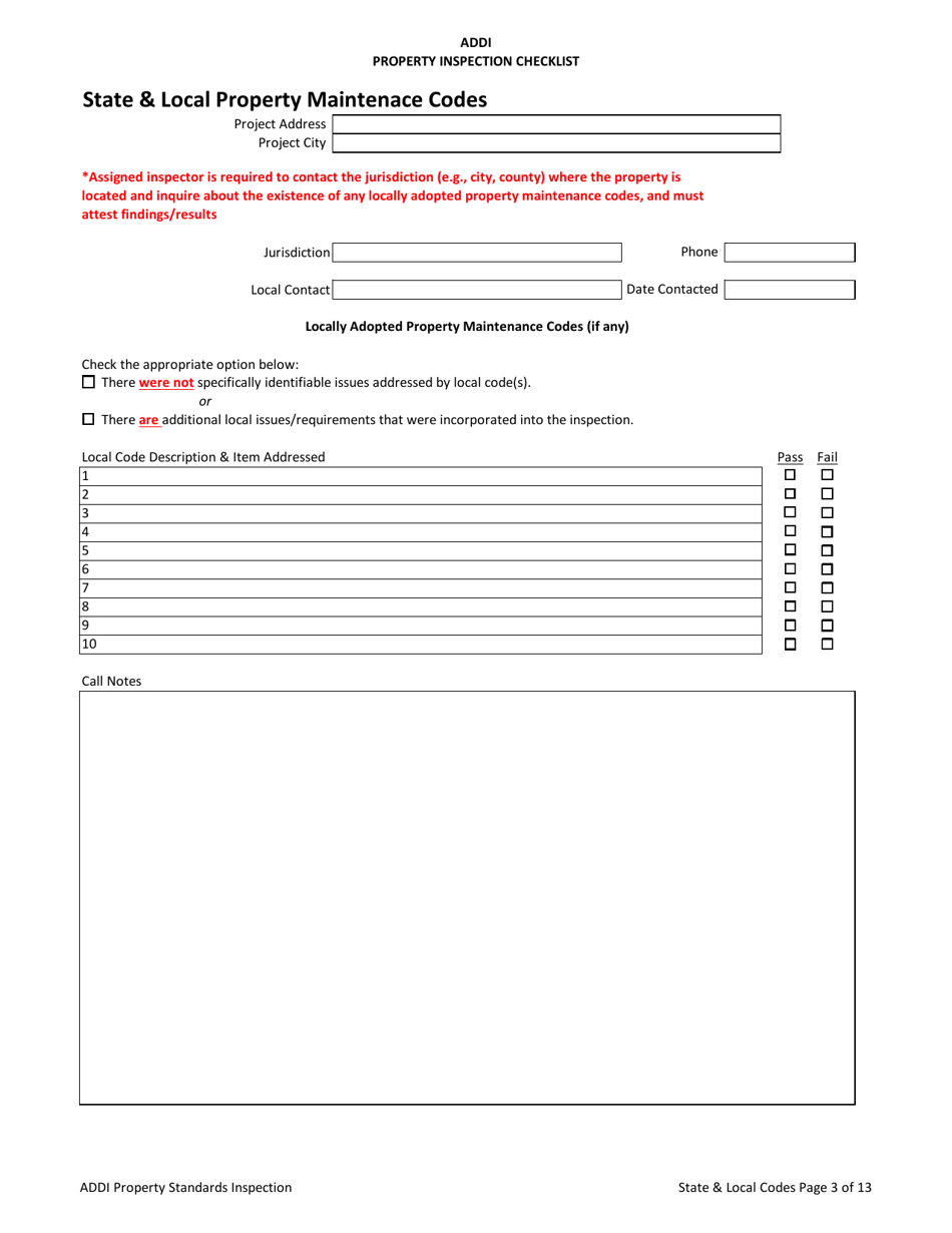 Addi Property Inspection Checklist - Arkansas, Page 3
