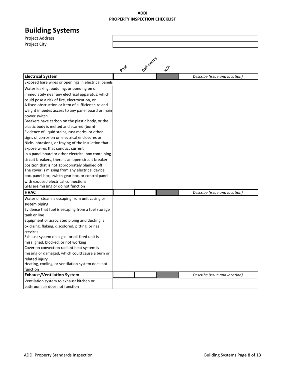 Addi Property Inspection Checklist - Arkansas, Page 8