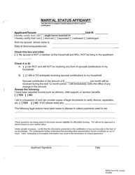 Document preview: ADFA Form 516 Marital Status Affidavit - Arkansas
