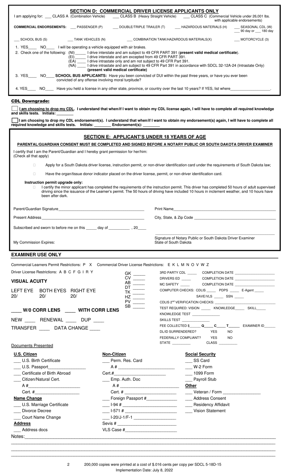 South Dakota Driver License / I.d. Card Application - South Dakota, Page 2