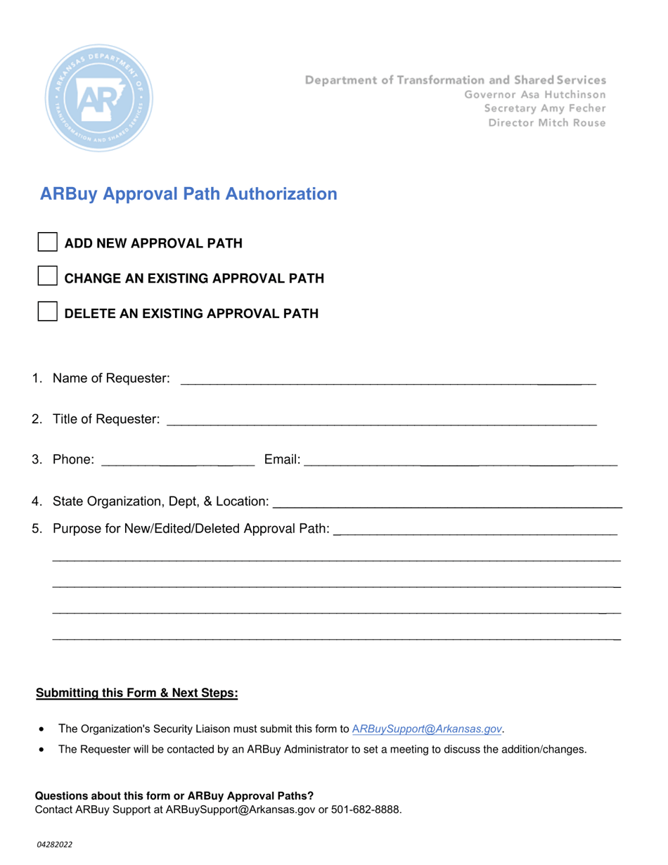 Arbuy Approval Path Authorization - Arkansas, Page 1
