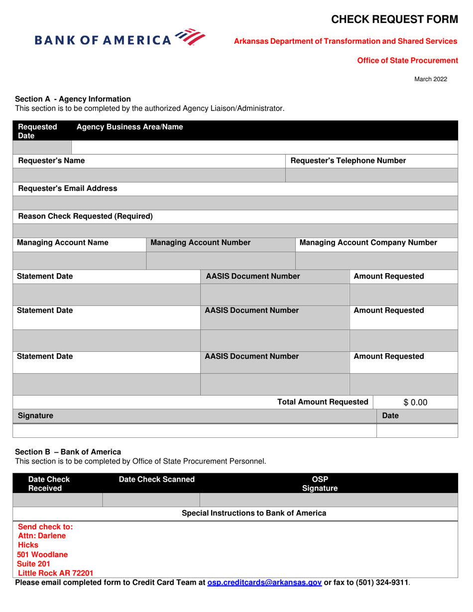 Check Request Form - Arkansas, Page 1