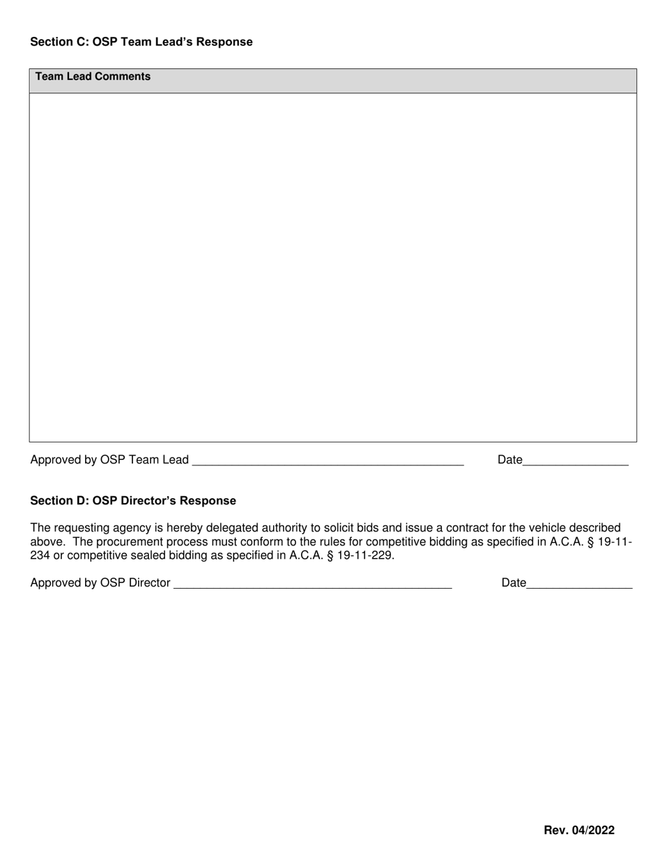 Request for Authority to Solicit for Vehicle - Arkansas, Page 2