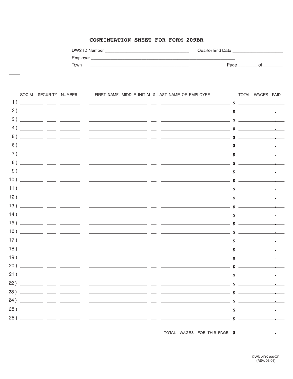 Form DWS-ARK-209BR Employers Quarterly Contribution and Wage Report (Reimbursable) - Arkansas, Page 2